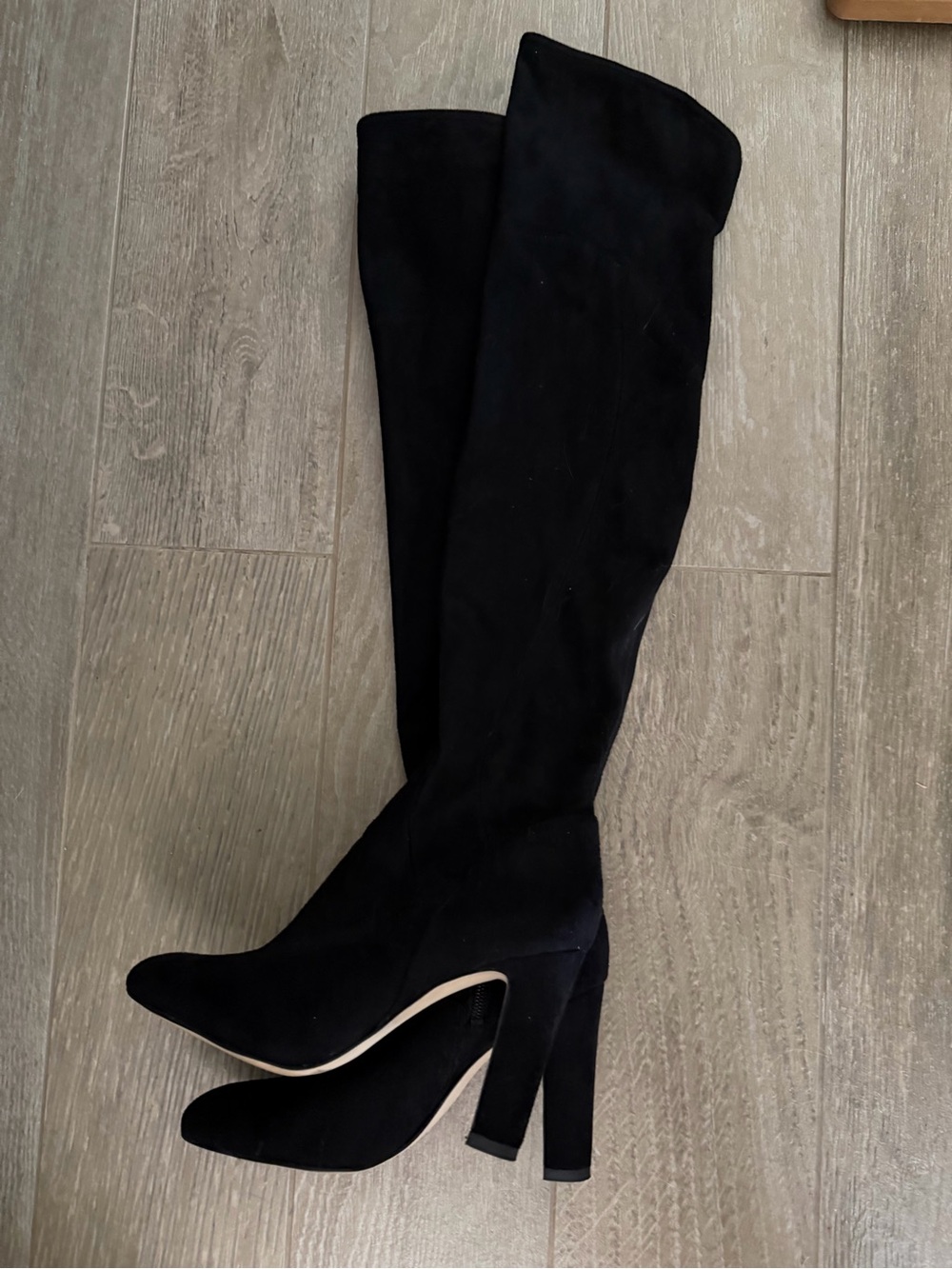 Ivanka Trump Black Suede Over-the-Knee Block Heel Boots